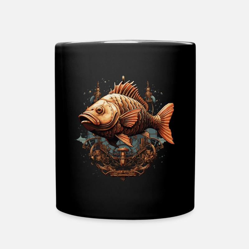 Carp Steampunk - Full Colour Mug - black