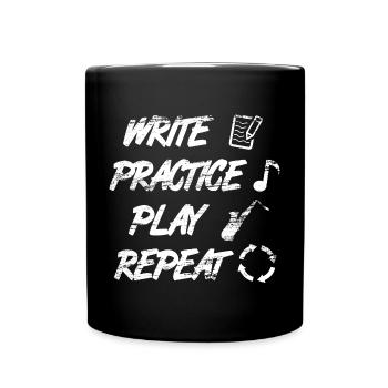 Motivierender Saxophon Spruch - Tasse einfarbig - Schwarz - Vorne