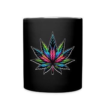 Design psychédélique au néon du cannabis - Mug uni - noir - Devant