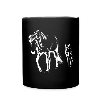 cheval blanc cheval blanc t-shirt cadeau cavalier - Mug uni - noir - Devant