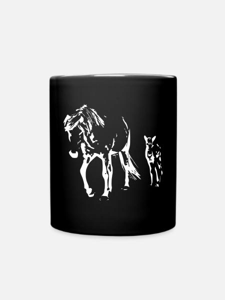 cheval blanc cheval blanc t-shirt cadeau cavalier - Mug uni - noir