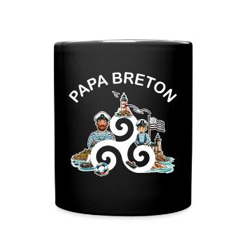 Papa Breton Triskèle et Drapeau de la Bretagne - Mug uni - noir - Devant