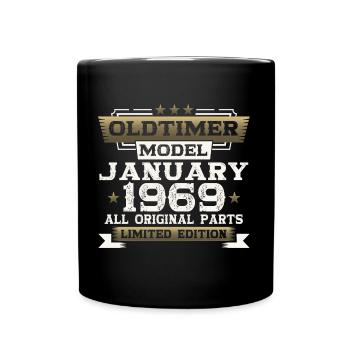 55th birthday classic car January vintage 1969 - Full Colour Mug - black - Front