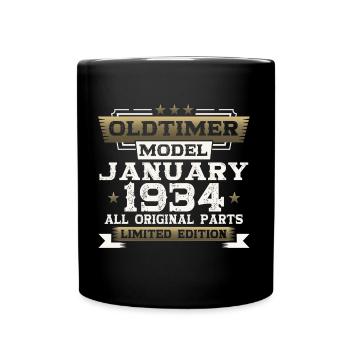 90e anniversaire voiture classique janvier 1934 - Mug uni - noir - Devant
