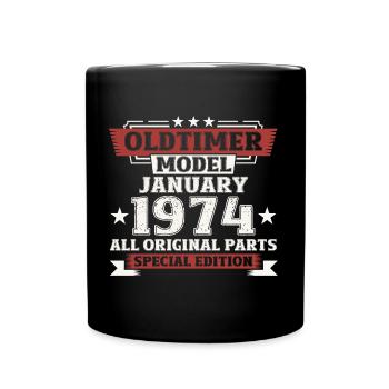 50th Birthday Vintage January Vintage 1974 - Full Colour Mug - black - Front