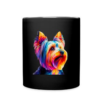 Museau de chien géométrique moderne Yorkshire terrier - Mug uni - noir - Devant