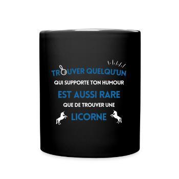 Trouver quelqu'un qui supporte ton humour - Mug uni - noir - Devant
