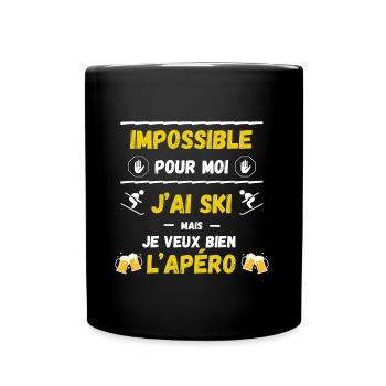 Impossible pour moi, j'ai ski mais apéro - Mug uni - noir - Devant