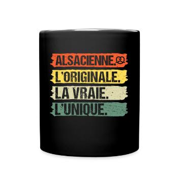 Alsacienne originale humour Alsace cadeau vintage - Mug uni - noir - Devant