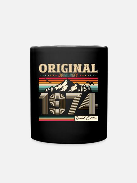 50e anniversaire janvier Vintage 1974 Original - Mug uni - noir