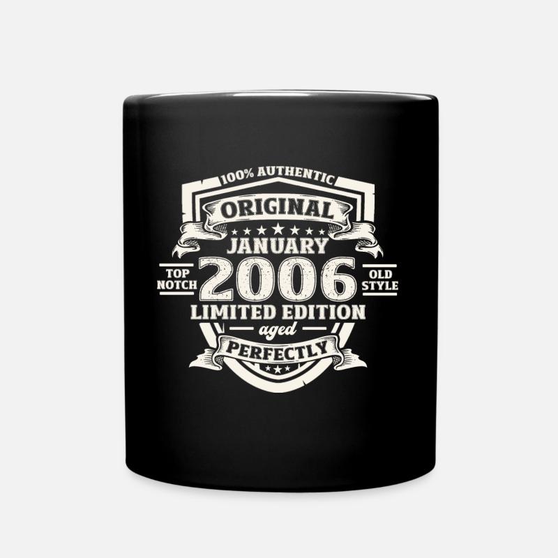 18th Birthday January Vintage 2006 Original - Full Colour Mug - black