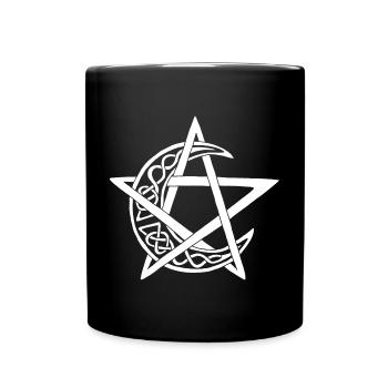 White Lunar Pentagram - Full Colour Mug - black - Front