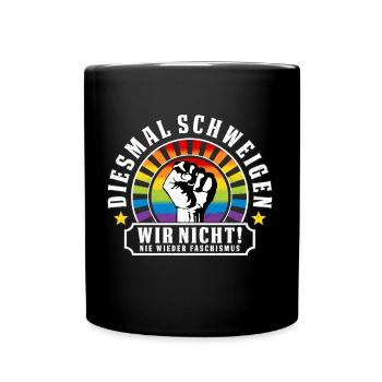 Antifaschistisches LGBTQ+ Anti Homophobie Protest - Tasse einfarbig - Schwarz - Vorne