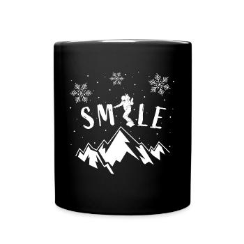 Smile Snowboard Berge Winterurlaub Skiurlaub Piste - Tasse einfarbig - Schwarz - Vorne