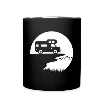 Vanlife Abenteuer: Stilvolles Camper-Design - Tasse einfarbig - Schwarz - Vorne