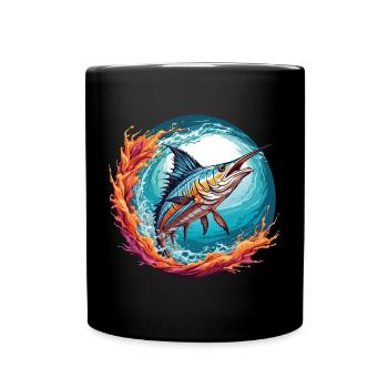 Jumping Marlin Pêche en haute mer Pêche en haute mer - Mug uni - noir - Devant