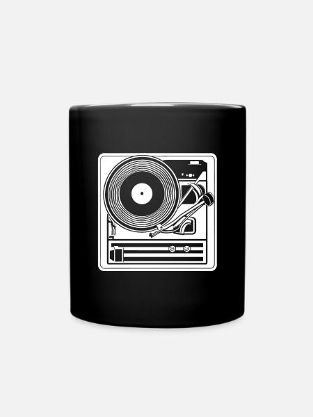 Retro Design Plattenspieler - Tasse einfarbig - Schwarz