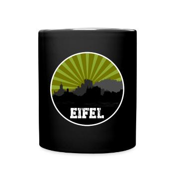 Eifel Skyline Retro - Tasse einfarbig - Schwarz - Vorne