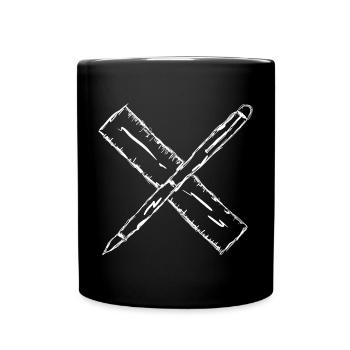 Skizze mit Stift und Lineal - Tasse einfarbig - Schwarz - Vorne