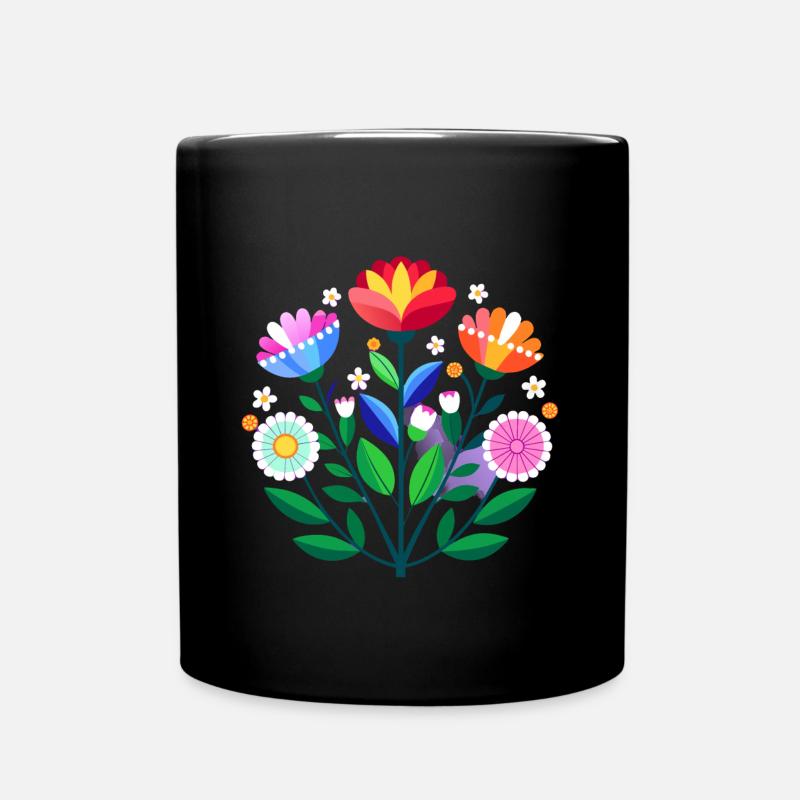 subtle bi pride flowers - Full Colour Mug - black