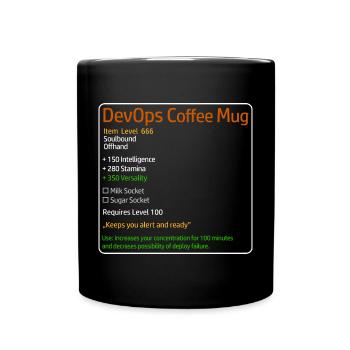 DevOps Coffee Mug System Admin Theme - Full Colour Mug - black - Front