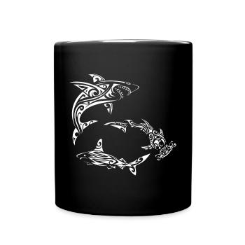 Requins polynésiens blancs - Mug uni - noir - Devant