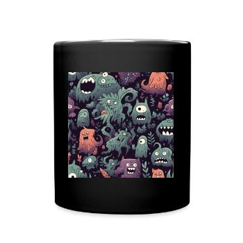 Cute Scary Forest Monsters - Full Colour Mug - black - Front
