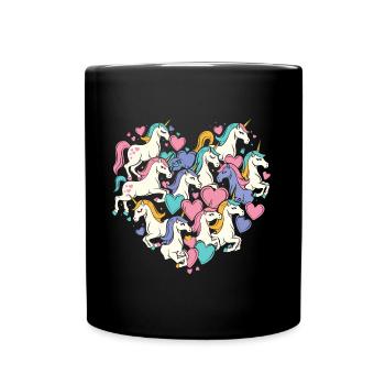 Unicorn Unicorns Heart Heart Shape Love Colorful Cute - Full Colour Mug - black - Front