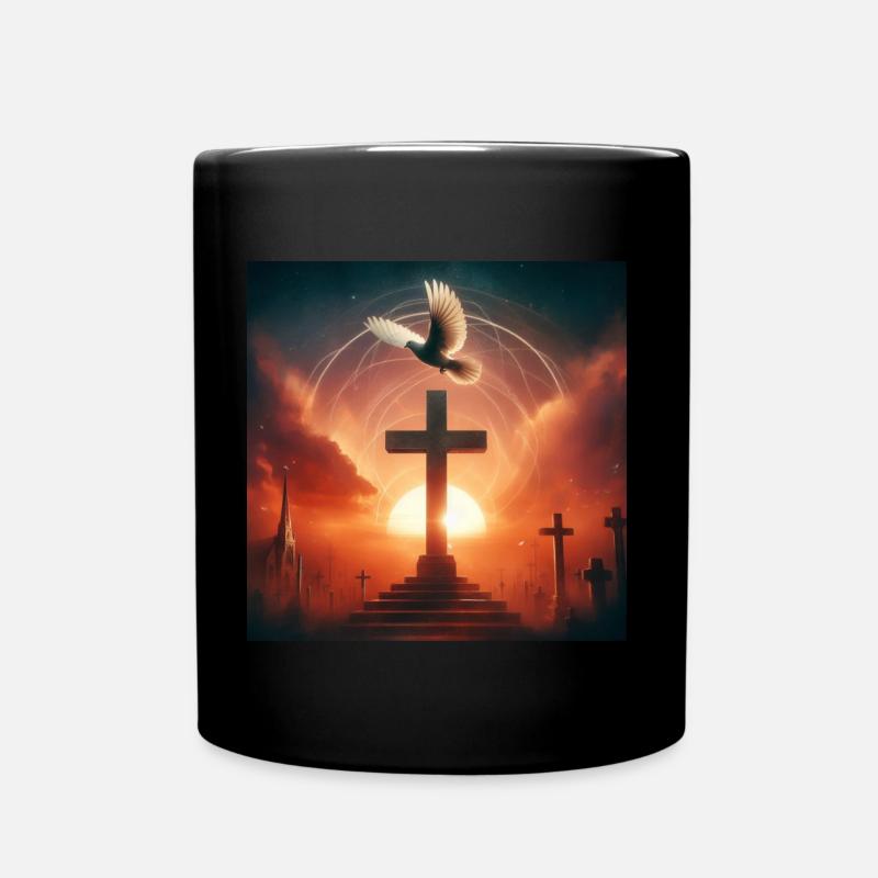 Das Kreuz und die Taube - Tasse einfarbig - Schwarz