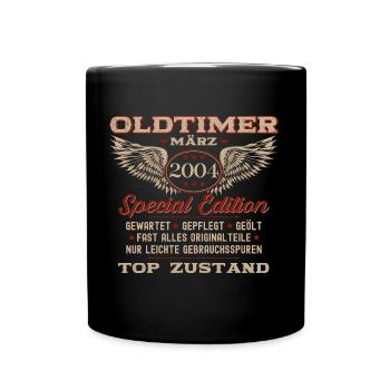 20. Geburtstag Oldtimer März Jahrgang 2004 - Tasse einfarbig - Schwarz - Vorne