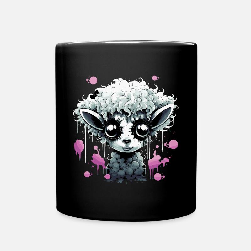 Lustiges Grufti Schaf - Tasse einfarbig - Schwarz