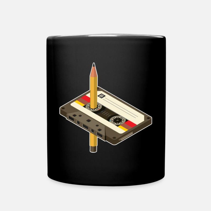 Vintage Kassette mit Bleistift-Design - Tasse einfarbig - Schwarz