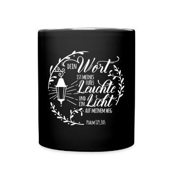 Dein Wort ist meines Fußes Leuchte - Tasse einfarbig - Schwarz - Vorne