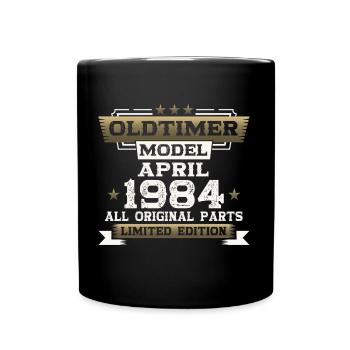 40th Birthday Man Vintage April Vintage 1984 - Full Colour Mug - black - Front