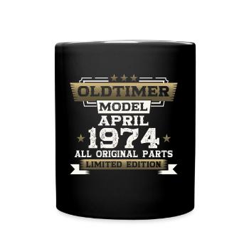 50th Birthday Man Vintage April Vintage 1974 - Full Colour Mug - black - Front