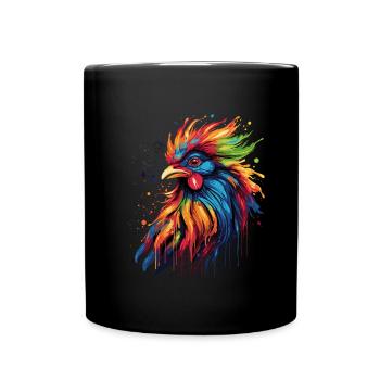 Ein stolzer Hahn - Tasse einfarbig - Schwarz - Vorne