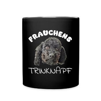 Frauchens Trinknapf mit niedlichem schwarzem Pudel - Tasse einfarbig - Schwarz - Vorne