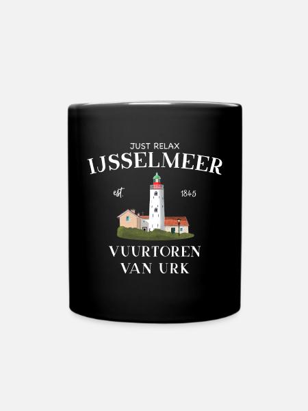 Phare d’Urk, IJsselmeer Pays-Bas, Dessin - Mug uni - noir