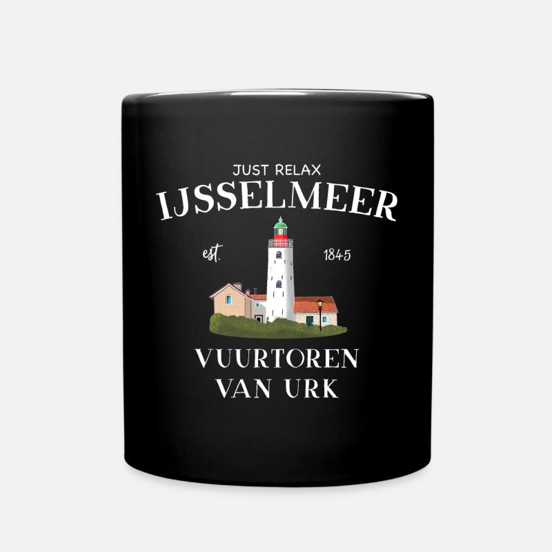 Phare d’Urk, IJsselmeer Pays-Bas, Dessin - Mug uni - noir