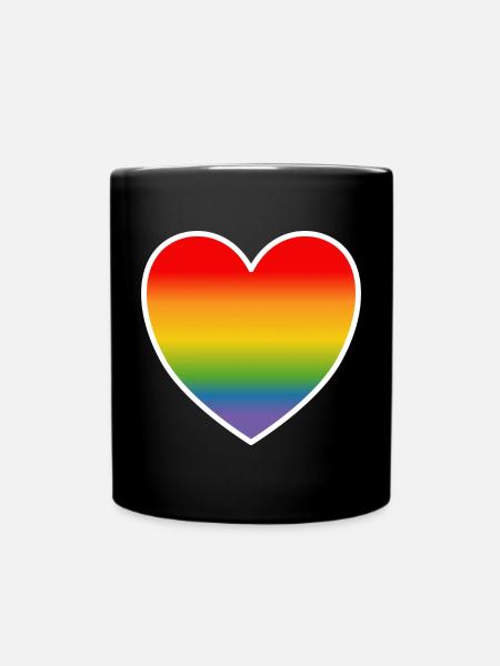 Chemise LGBT Rainbow Heart blanc - Mug uni - noir