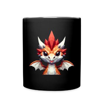 Ein kleiner Drache im Polygon-Stil - Tasse einfarbig - Schwarz - Vorne