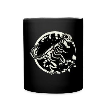 Dinosaurier Skelett Tyrannosaurus Rex Dino Fossil - Tasse einfarbig - Schwarz - Vorne