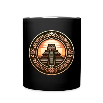 Azteken Maya Pyramide Antike Kultur Gold Design - Tasse einfarbig - Schwarz - Vorne