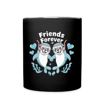 Deux drôles d’amis phoques pour toujours - Mug uni - noir - Devant