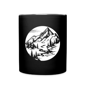 Mountain Landscape Hiking Trail Hiking in the Mountains - Full Colour Mug - black - Front