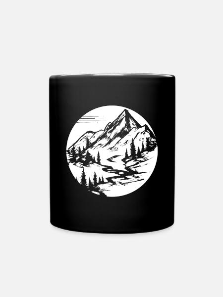 Berglandschaft Wanderweg Wandern in den Bergen - Tasse einfarbig - Schwarz
