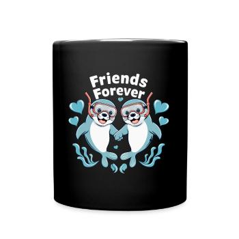 Two Funny Seals Seals Friends Forever - Full Colour Mug - black - Front
