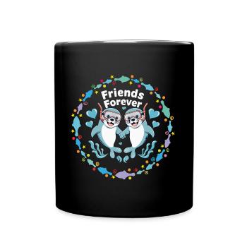 Two Funny Seals Seals Friends Forever - Full Colour Mug - black - Front