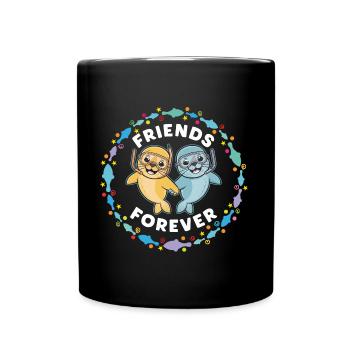 Two Funny Seals Seals Friends Forever - Full Colour Mug - black - Front