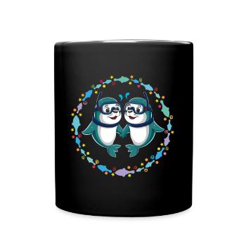 Two Funny Seals Seals Friends Forever - Full Colour Mug - black - Front
